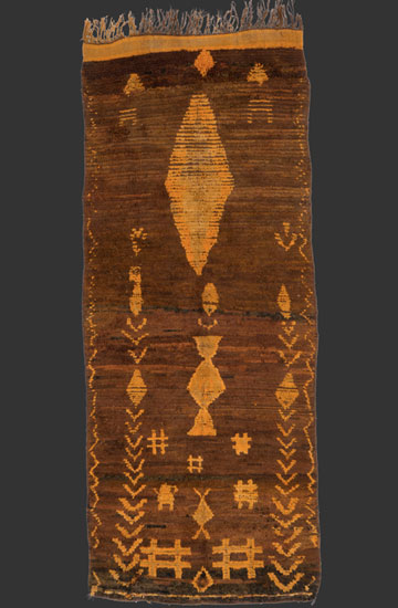 TM 2441, pile rug from the Rehamna or Sraghna, central plains, Morocco, 1960s, 365 x 150 cm / 9' x 6' 8'', high resolution image + price on request